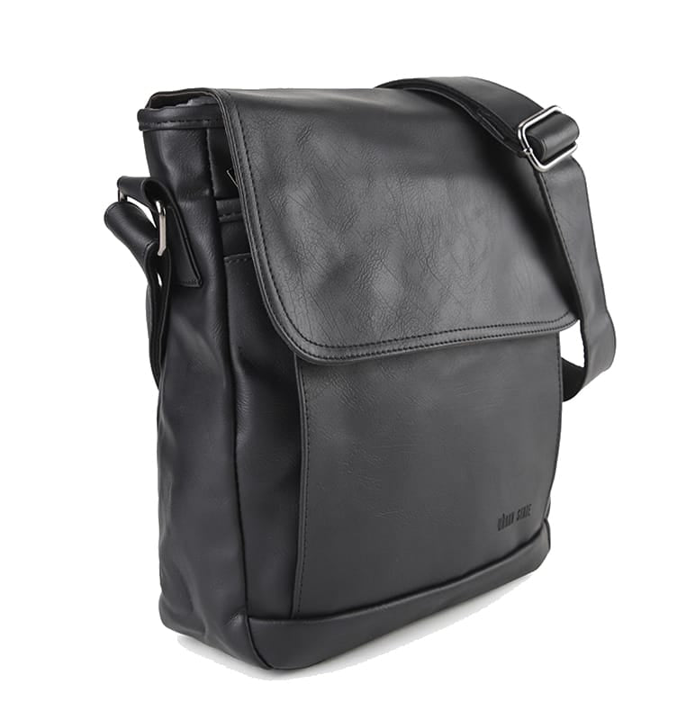 Distressed Leather Daily Crossbody Bag - Black