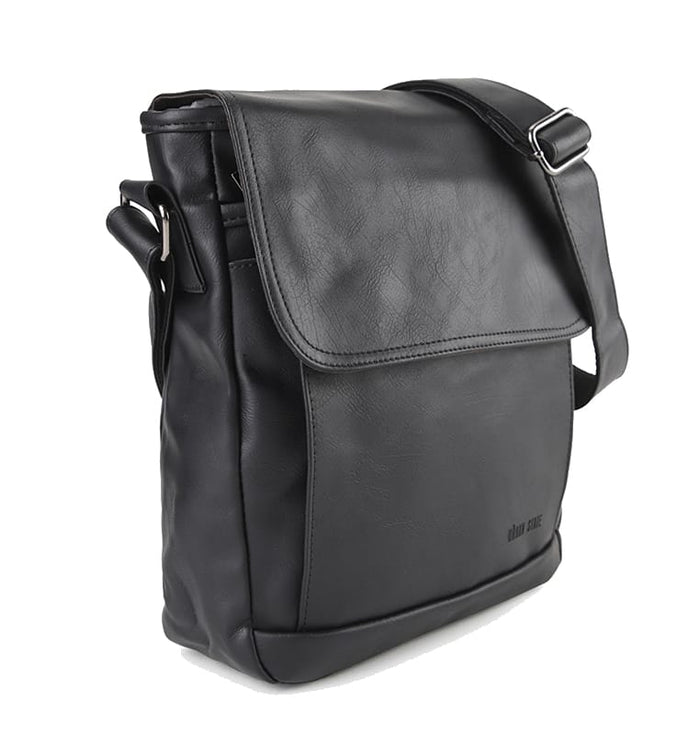 Distressed Leather Daily Crossbody Bag - Black