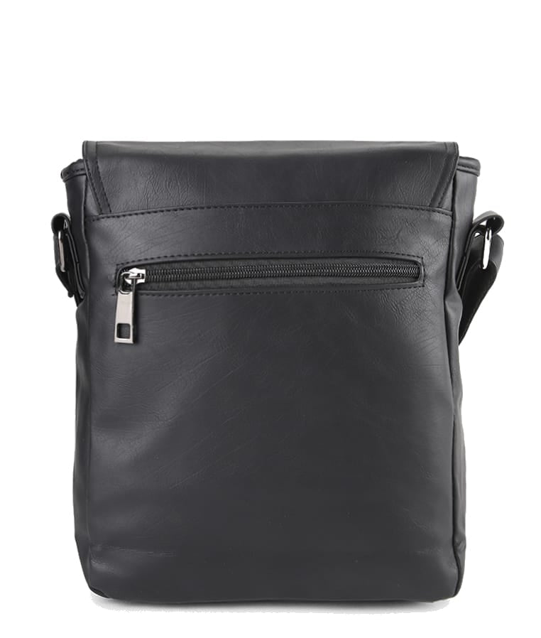 Distressed Leather Daily Crossbody Bag - Black
