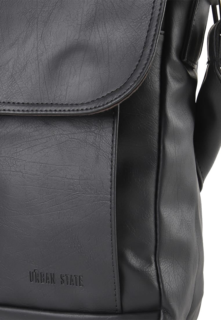Distressed Leather Daily Crossbody Bag - Black