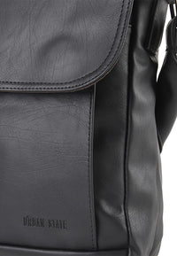 Distressed Leather Daily Crossbody Bag - Black