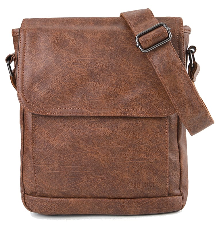 Distressed Leather Daily Crossbody Bag - Camel