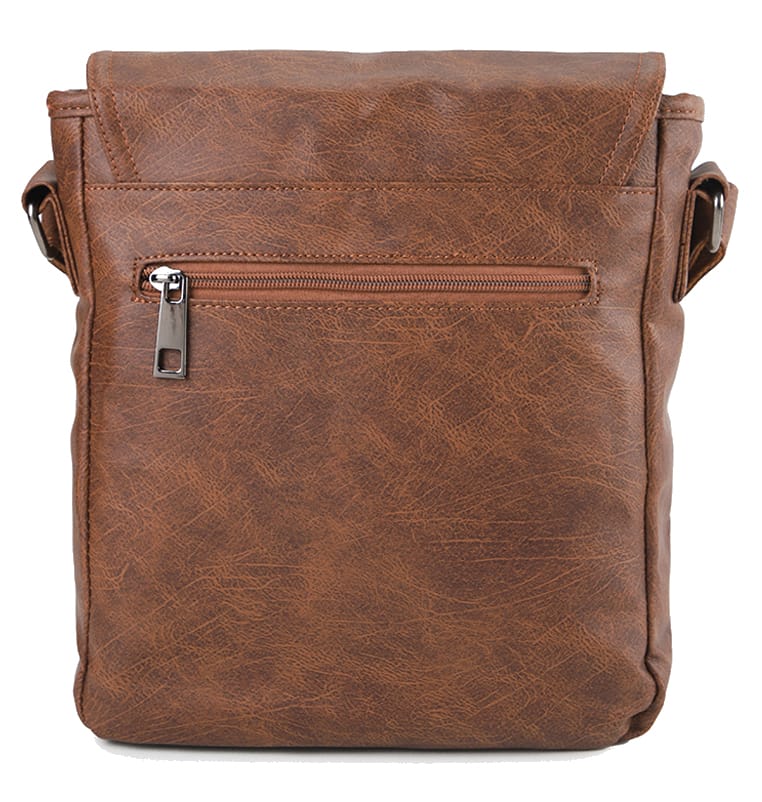 Distressed Leather Daily Crossbody Bag - Camel
