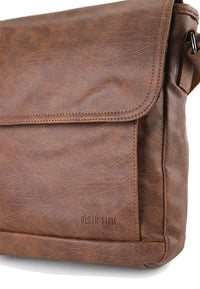 Distressed Leather Daily Crossbody Bag - Camel
