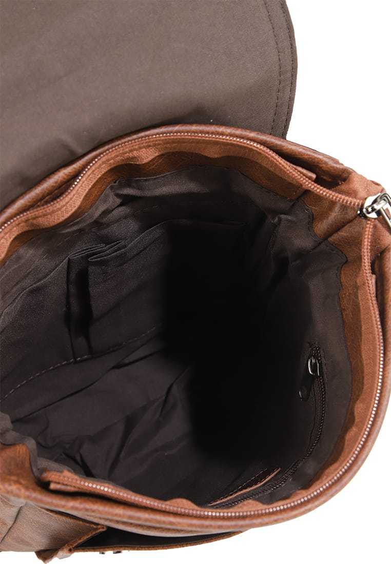 Distressed Leather Daily Crossbody Bag - Camel
