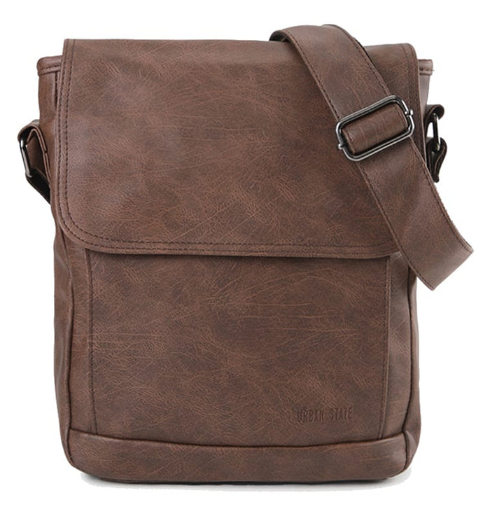Distressed Leather Daily Crossbody Bag - Dark Brown