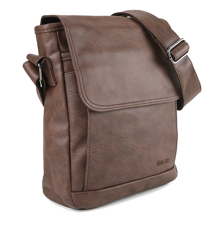 Distressed Leather Daily Crossbody Bag - Dark Brown