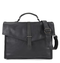 Distressed Leather Commuter Tablet Crossbody Bag - Black