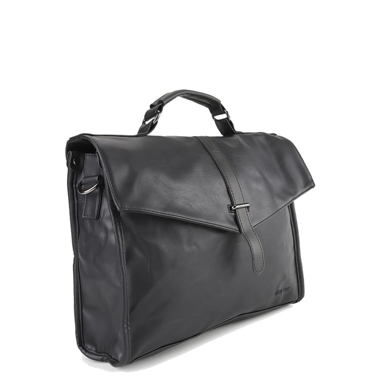 Distressed Leather Commuter Tablet Crossbody Bag - Black