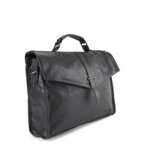 Distressed Leather Commuter Tablet Crossbody Bag - Black