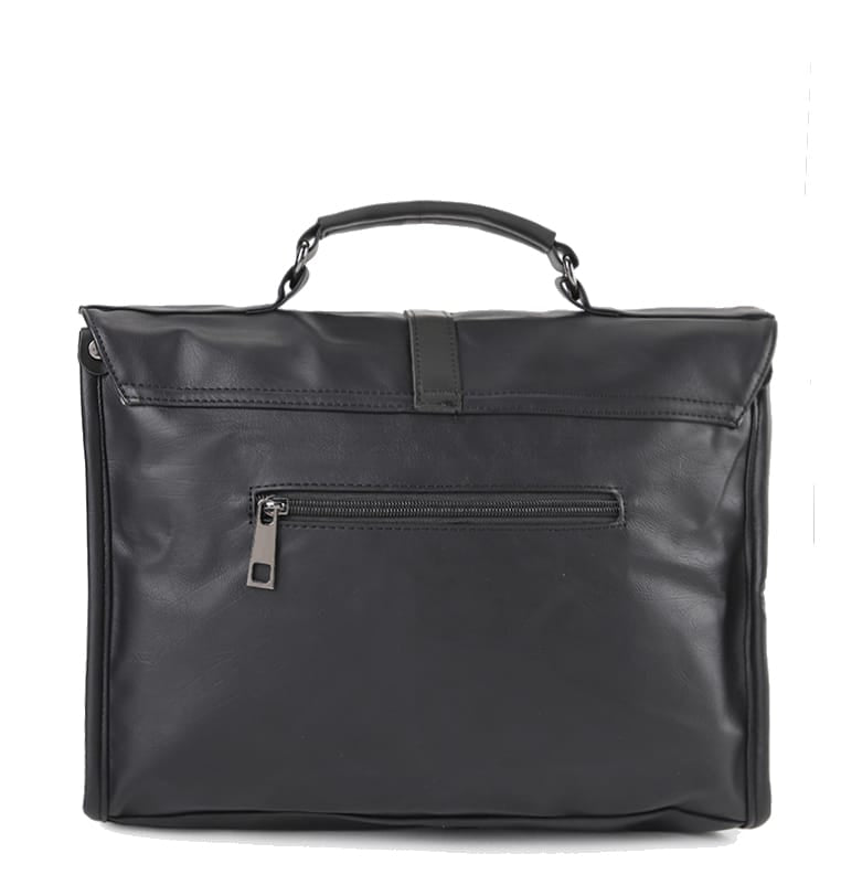 Distressed Leather Commuter Tablet Crossbody Bag - Black