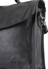 Distressed Leather Commuter Tablet Crossbody Bag - Black