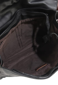 Distressed Leather Commuter Tablet Crossbody Bag - Black