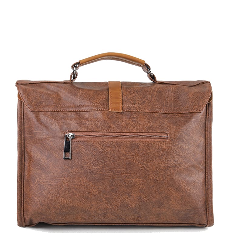 Distressed Leather Commuter Tablet Crossbody Bag - Camel