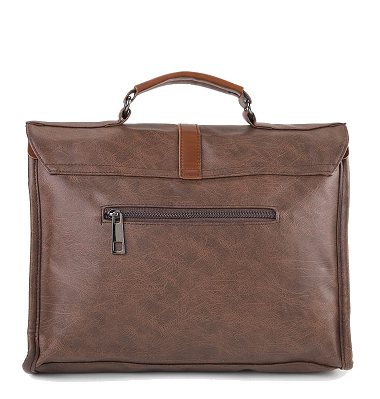 Distressed Leather Commuter Tablet Crossbody Bag - Dark Brown
