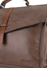 Distressed Leather Commuter Tablet Crossbody Bag - Dark Brown