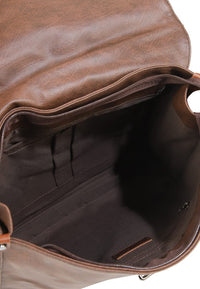 Distressed Leather Commuter Tablet Crossbody Bag - Dark Brown