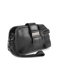 Distressed Leather Beckett Crossbody Bag - Black