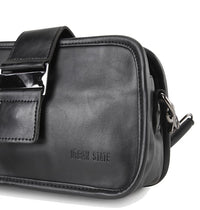 Distressed Leather Beckett Crossbody Bag - Black