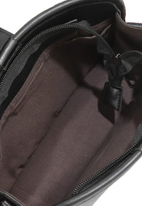 Distressed Leather Beckett Crossbody Bag - Black