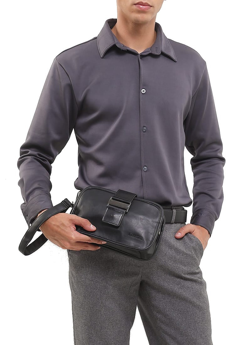 Distressed Leather Beckett Crossbody Bag - Dark Brown