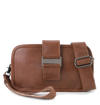 Distressed Leather Beckett Crossbody Bag - Camel