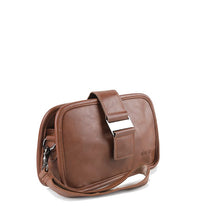 Distressed Leather Beckett Crossbody Bag - Camel