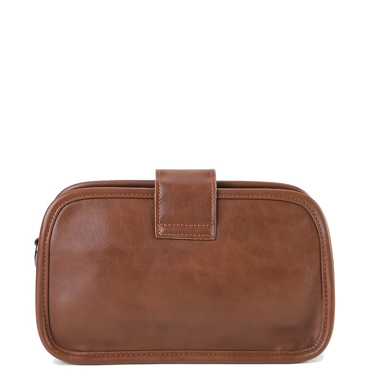 Distressed Leather Beckett Crossbody Bag - Camel