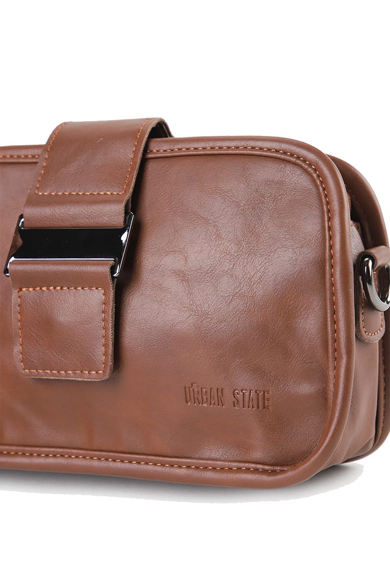 Distressed Leather Beckett Crossbody Bag - Camel