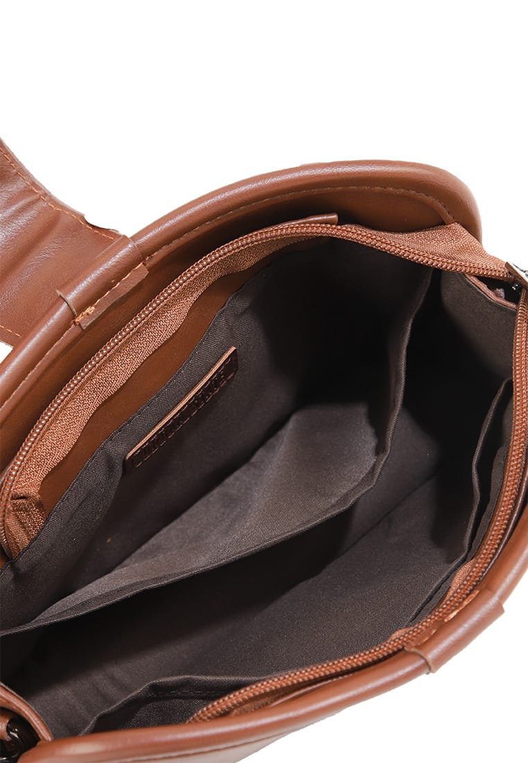 Distressed Leather Beckett Crossbody Bag - Camel