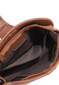 Distressed Leather Beckett Crossbody Bag - Camel