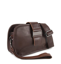 Distressed Leather Beckett Crossbody Bag - Dark Brown