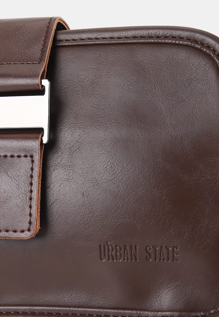 Distressed Leather Beckett Crossbody Bag - Dark Brown