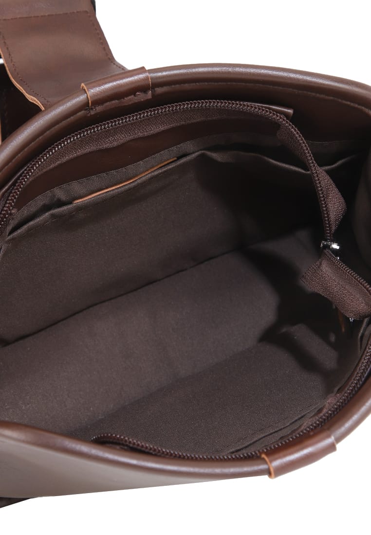 Distressed Leather Beckett Crossbody Bag - Dark Brown