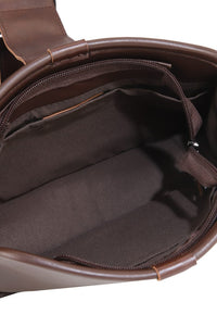 Distressed Leather Beckett Crossbody Bag - Dark Brown