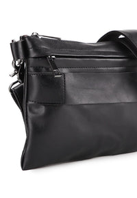 Distressed Leather Hand Strap Clutch Bag - Black