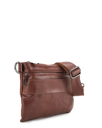 Distressed Leather Hand Strap Clutch Bag - Camel