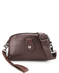 Distressed Leather Legacy Crossbody Pouch Bag - Dark Brown