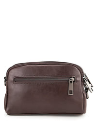 Distressed Leather Legacy Crossbody Pouch Bag - Dark Brown