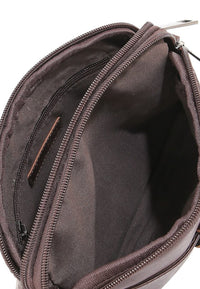 Distressed Leather Legacy Crossbody Pouch Bag - Dark Brown