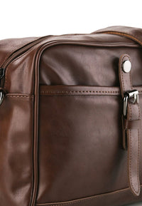 Distressed Leather Expedition Crossbody Bag - Camel