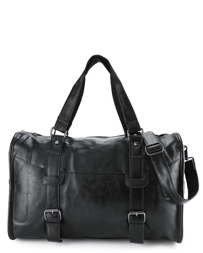 Distressed Leather Nomad Duffel Bag - Black