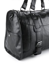Distressed Leather Nomad Duffel Bag - Black