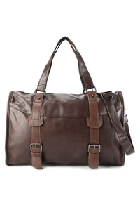 Distressed Leather Nomad Duffel Bag - Dark Brown