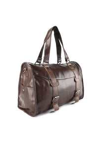 Distressed Leather Nomad Duffel Bag - Dark Brown