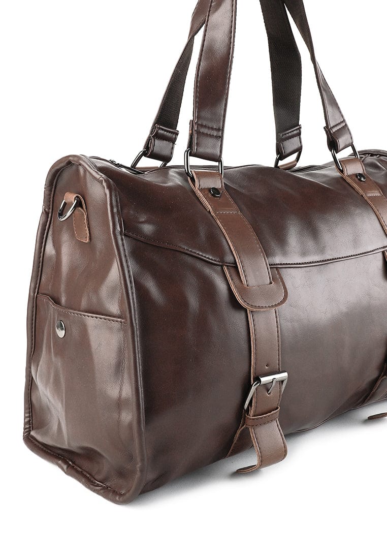 Distressed Leather Nomad Duffel Bag - Dark Brown