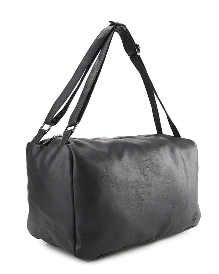 Distressed Leather Concept Duffel Bag - Black