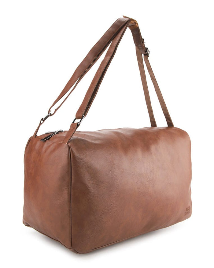 Distressed Leather Concept Duffel Bag - Camel