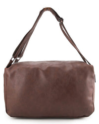 Distressed Leather Concept Duffel Bag - Dark Brown