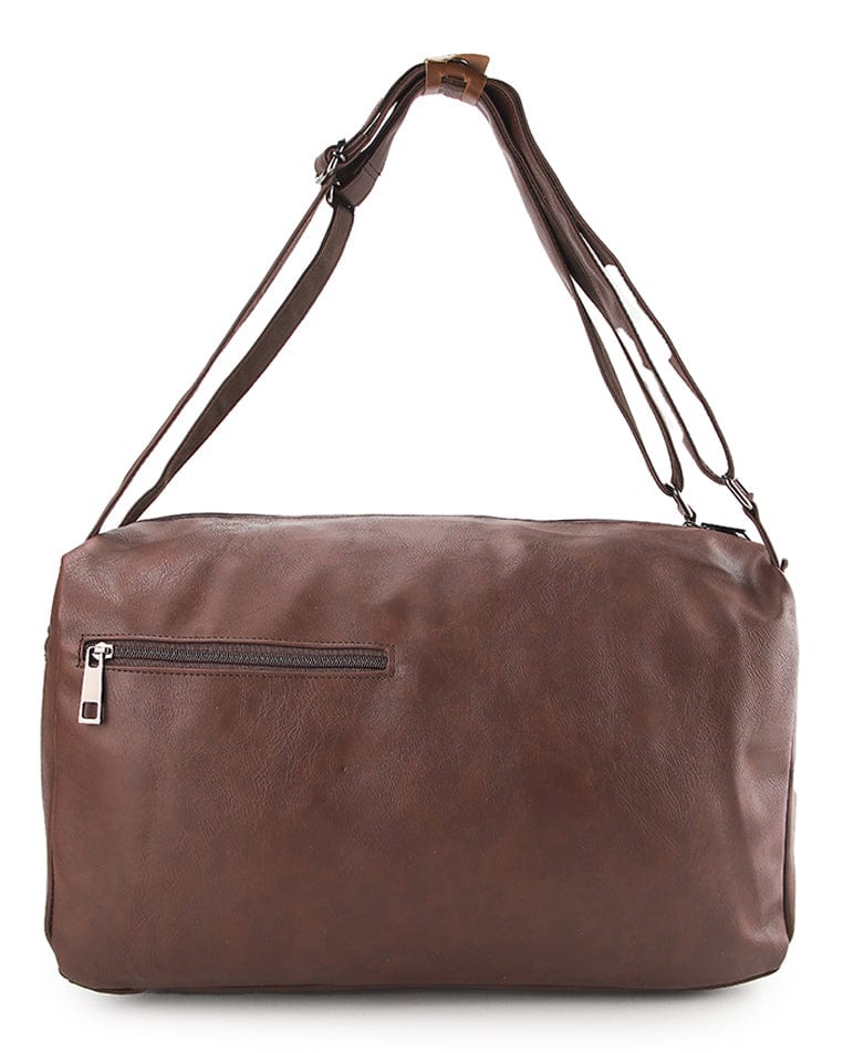 Distressed Leather Concept Duffel Bag - Dark Brown